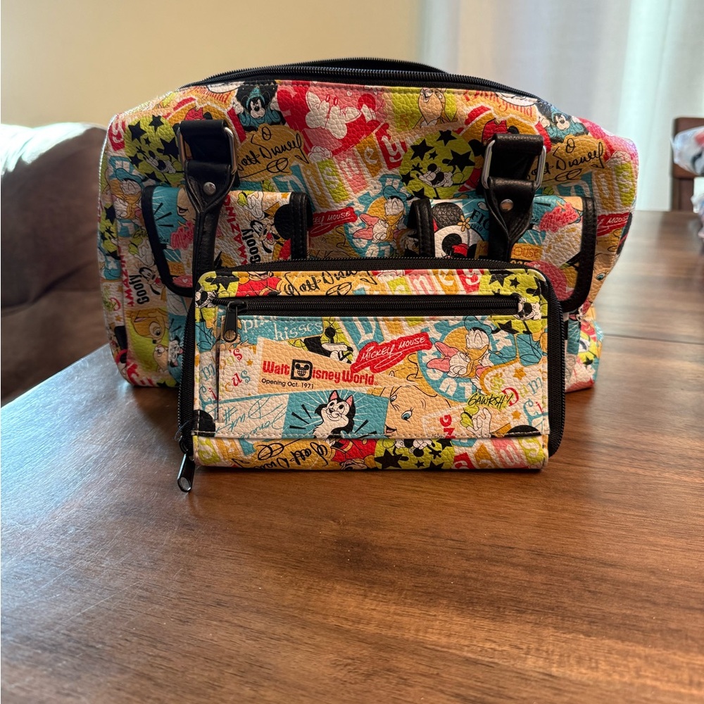 Disney Multicolor Character Satchel with Black Handles